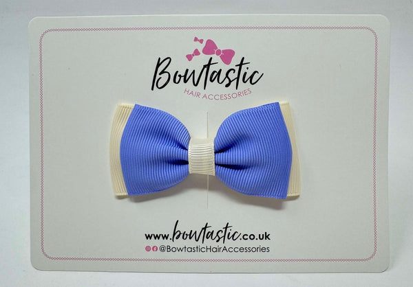 3 Inch Flat Double Bow - Iris & Cream