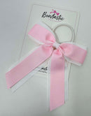 4.5 Inch Tail Bow Bobble - White & Pearl Pink