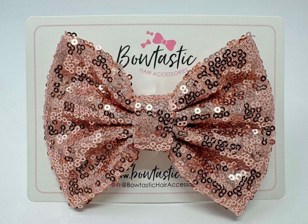 4.5 inch Sequin Bow - Rose Pink