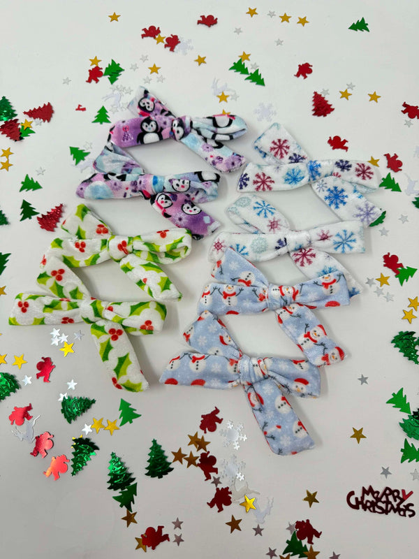 Christmas Set - 8 x 3.5 inch Christmas Pattern Bows