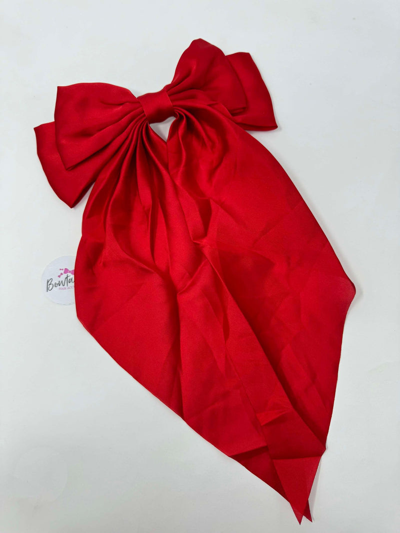 XL Satin Tail Bow - Red