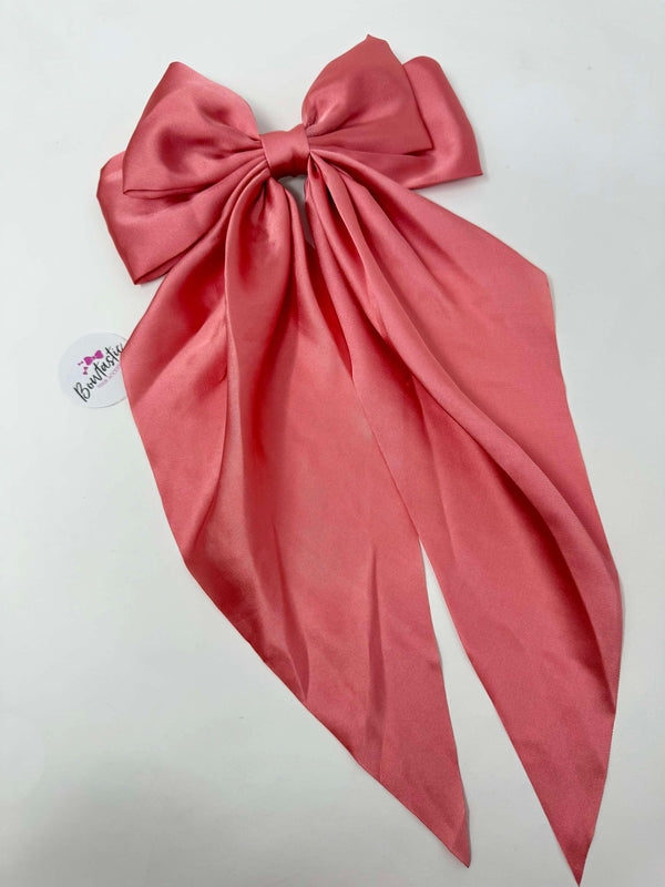 XL Satin Tail Bow - Dusty Rose