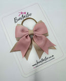 3 Inch Flat 2 Layer Tail Bow Thin Elastic - Tan & Sweet Nectar