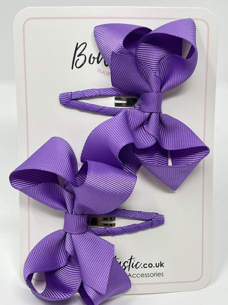 3 Inch Bow Snap Clip - Grape - 2 Pack