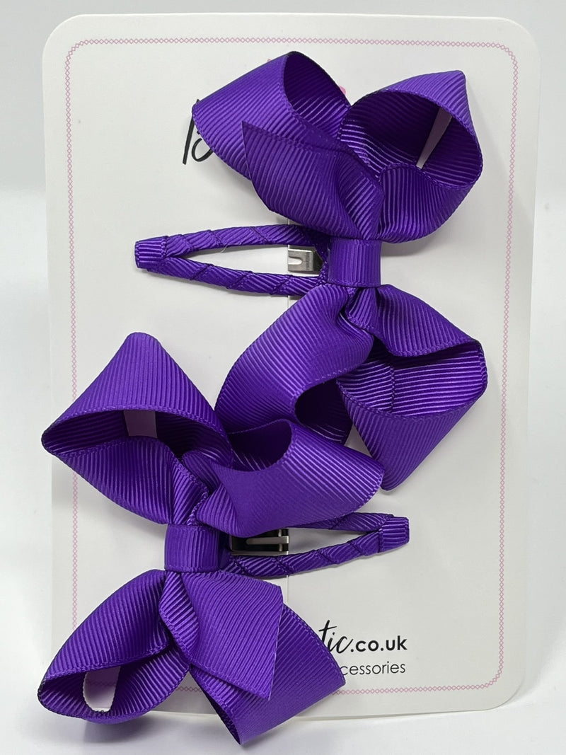 3 Inch Bow Snap Clip - Purple - 2 Pack