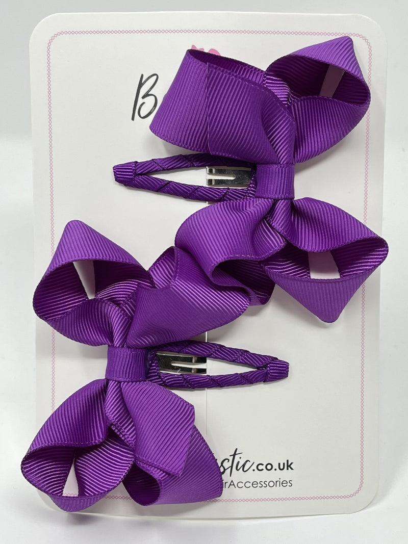 3 Inch Bow Snap Clip - Ultra Violet - 2 Pack