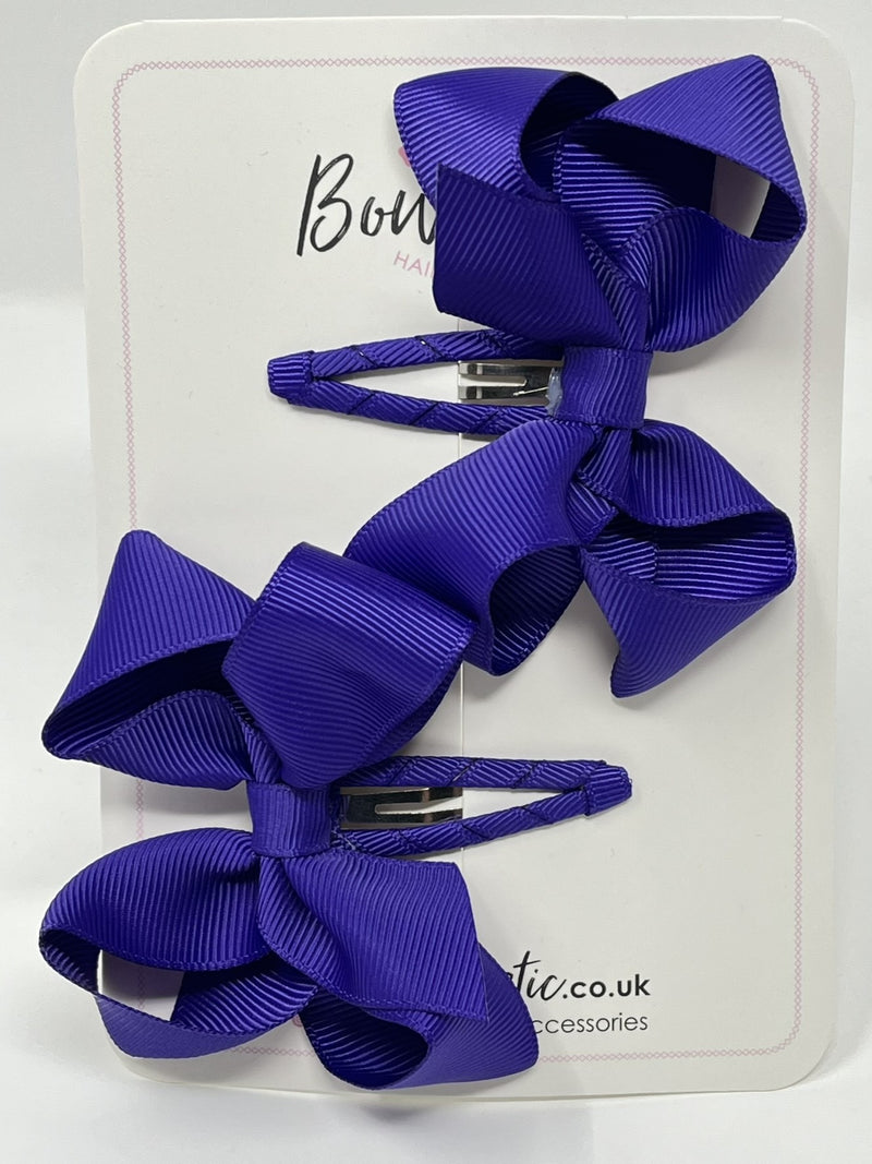 3 Inch Bow Snap Clip - Regal Purple - 2 Pack