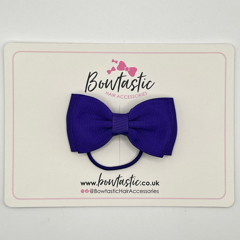 3 Inch Flat Double Bow Thin Elastic - Regal Purple