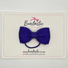 3 Inch Flat Double Bow Thin Elastic - Regal Purple