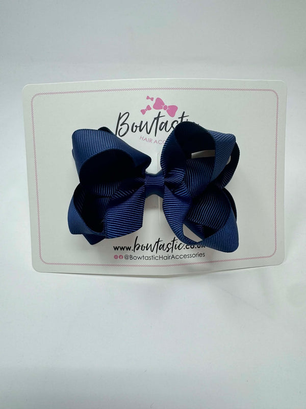 3.5 Inch 2 Layer Bow - Light Navy