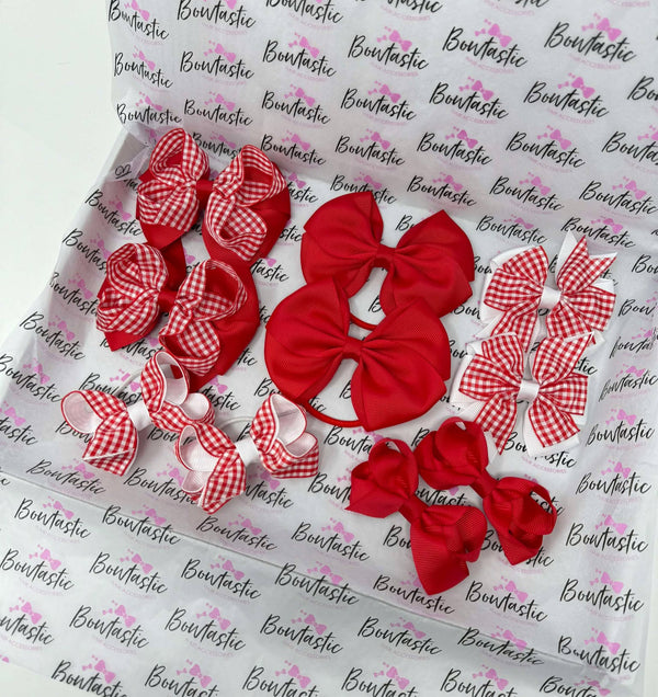 End of Line School Bundle - Matching Pairs - Red & Red Gingham