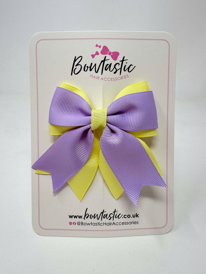 3.5 Inch Flat Tail Bow - Light Orchid & Baby Maize