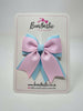3.5 Inch Flat Tail Bow - Pearl Pink & Light Blue