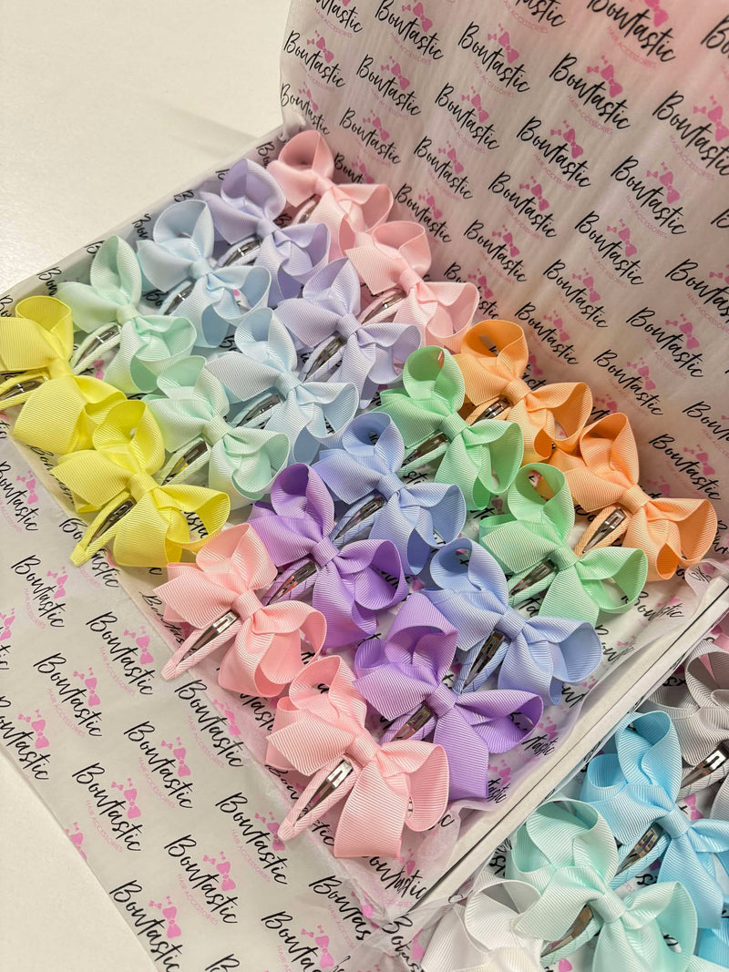 Bow Set - 20x Pastel Snap Clips