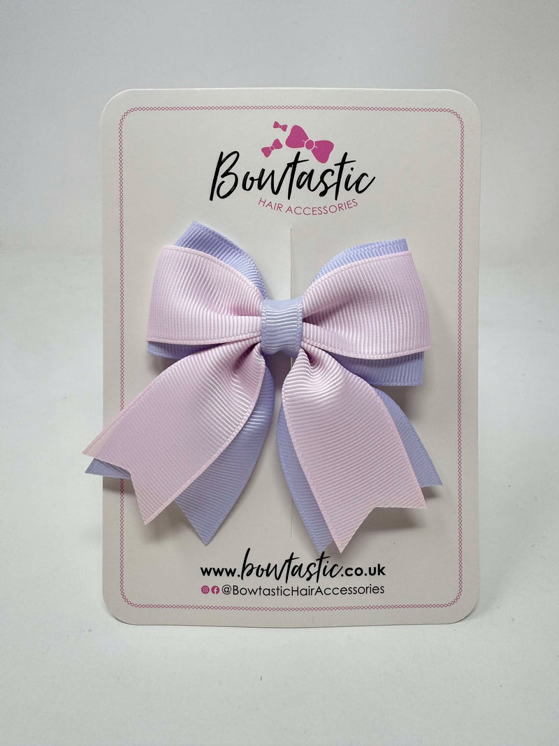 3.5 Inch Flat Tail Bow - Powder Pink & Lilac Mist