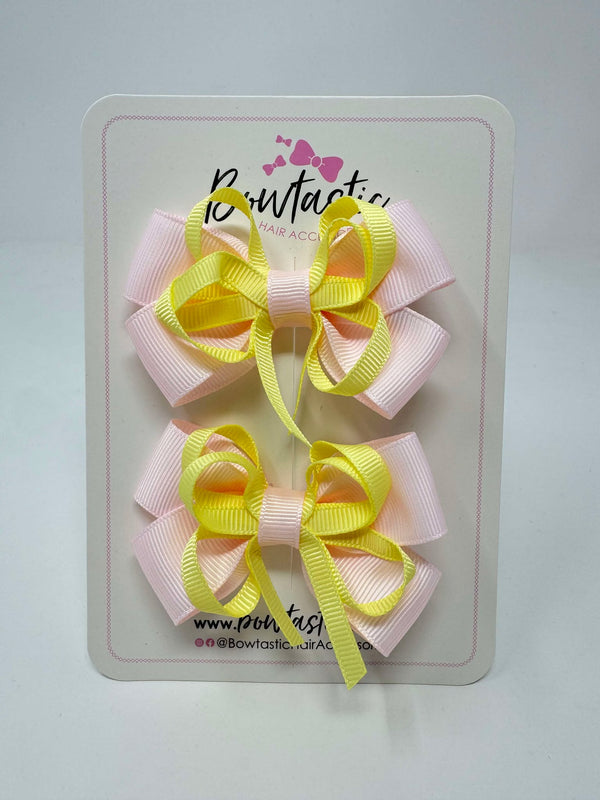 3 Inch Bow - Powder Pink & Baby Maize - 2 Pack