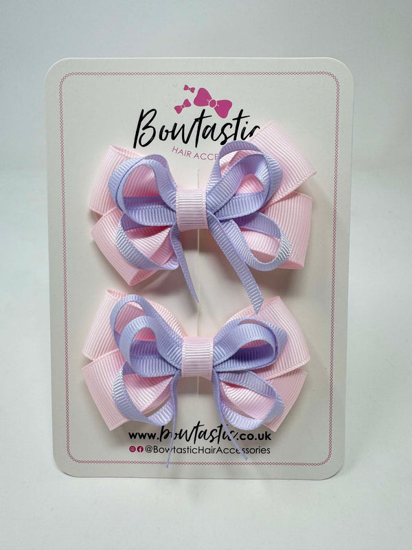 3 Inch Bow - Powder Pink & Lilac Mist - 2 Pack