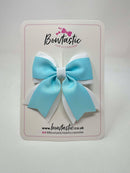 3.5 Inch Flat Tail Bow - Ocean Blue & White