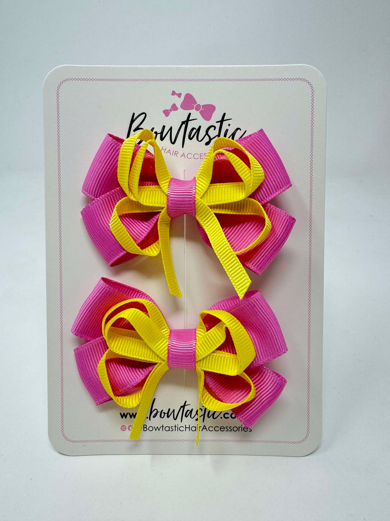 3 Inch Bow - Rose Bloom & Lemon - 2 Pack