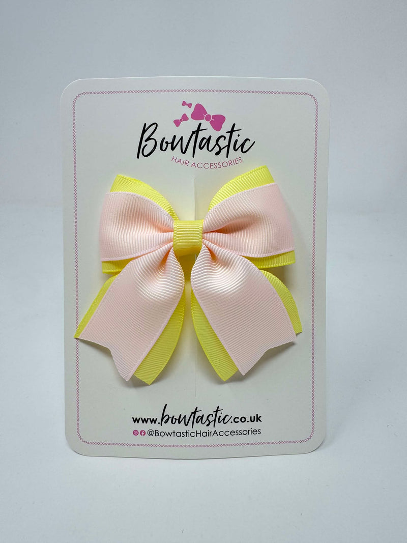 3.5 Inch Flat Tail Bow - Powder Pink & Baby Maize