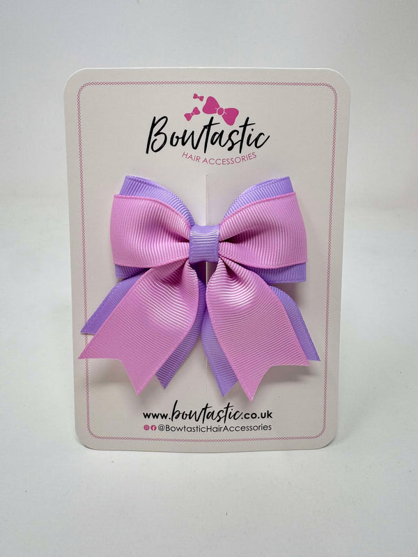 3.5 Inch Flat Tail Bow - Tulip & Light Orchid