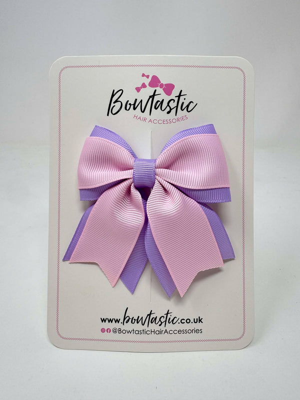 3.5 Inch Flat Tail Bow - Pearl Pink & Light Orchid