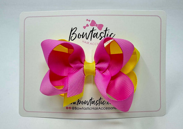 3.5 Inch Double Bow - Rose Bloom & Lemon