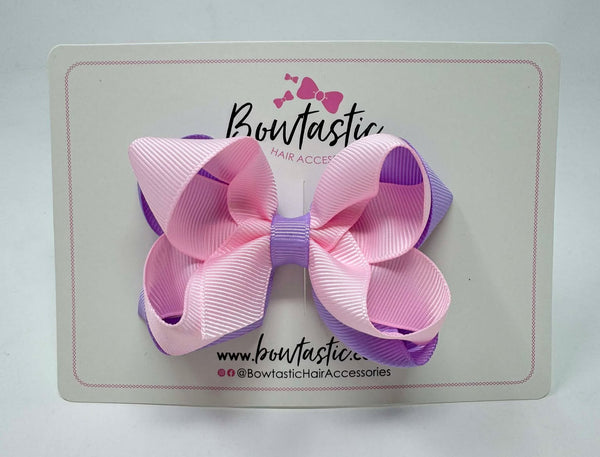 3.5 Inch Double Bow - Pearl Pink & Light Orchid