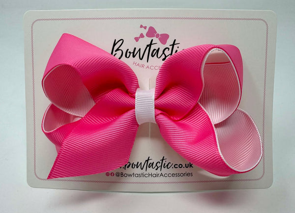 4 Inch Bow - Hot Pink & White