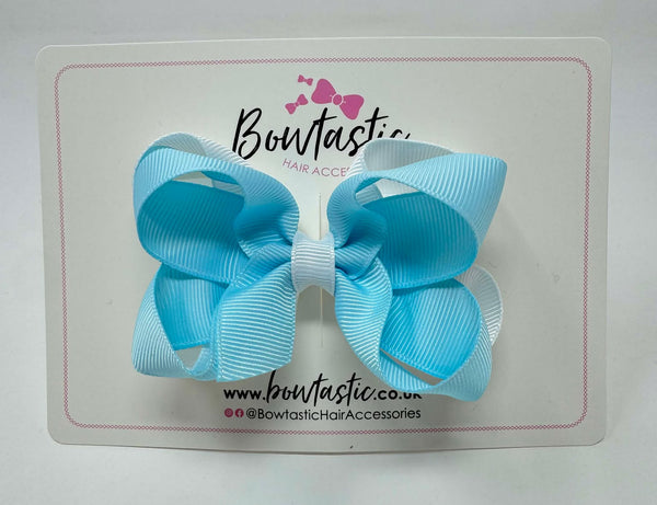 3.5 Inch Double Bow - Ocean Blue & White