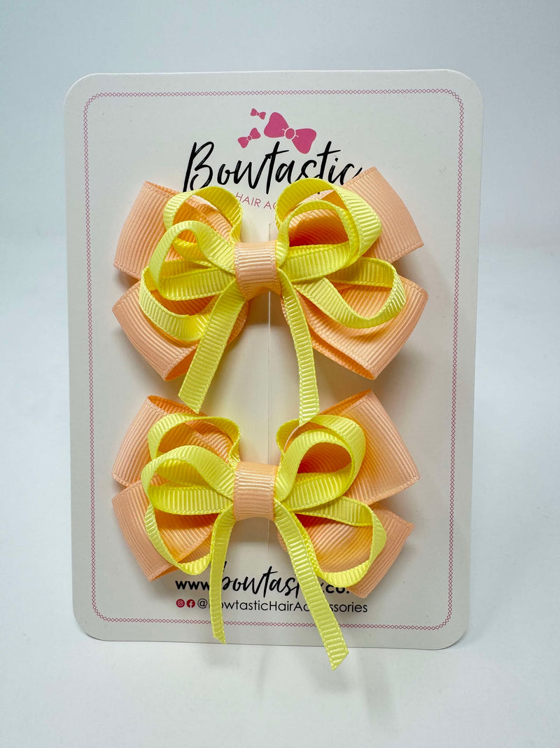 3 Inch Bow - Petal Peach & Baby Maize - 2 Pack