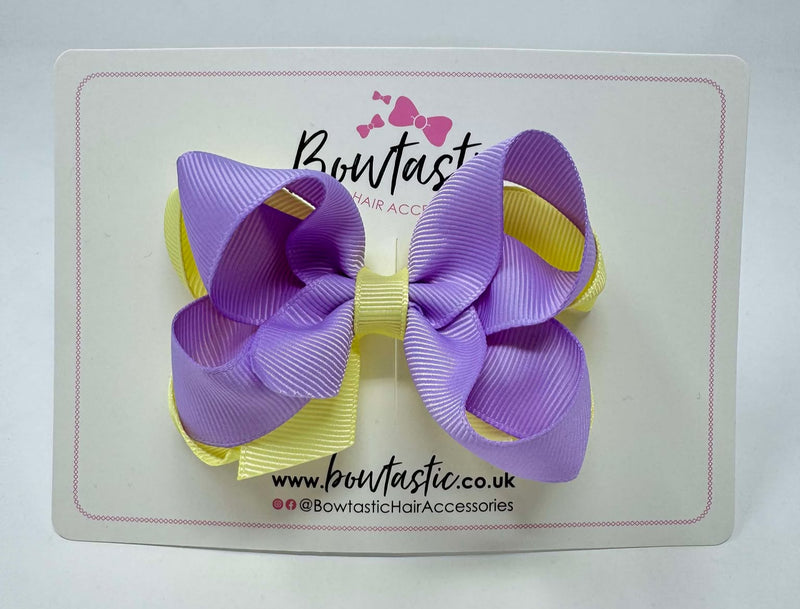 3.5 Inch Double Bow - Light Orchid & Baby Maize