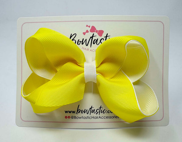 4 Inch Bow - Lemon & White