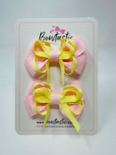 3 Inch Bow - Pearl Pink & Baby Maize - 2 Pack