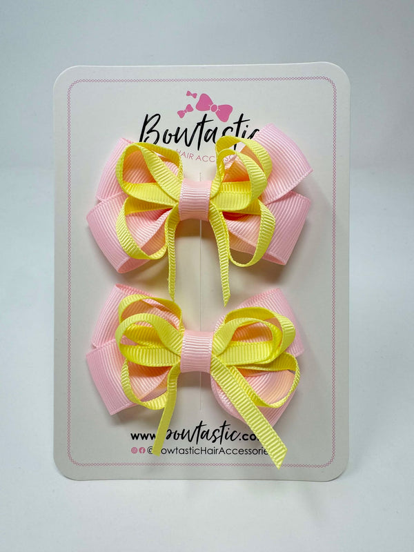 3 Inch Bow - Pearl Pink & Baby Maize - 2 Pack