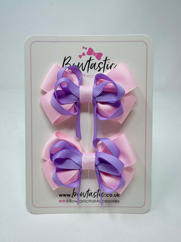 3 Inch Bow - Pearl Pink & Light Orchid - 2 Pack