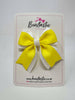 3.5 Inch Flat Tail Bow - Lemon & White