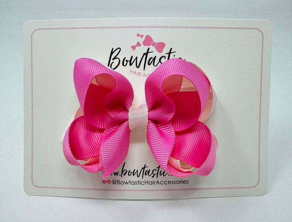 3.5 Inch Double Bow - Rose Bloom & Sideshow Rose