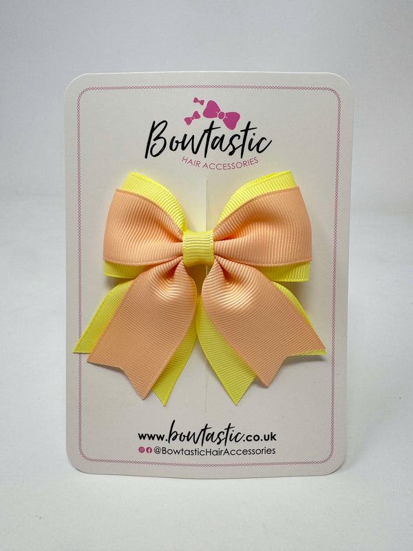 3.5 Inch Flat Tail Bow - Petal Peach & Baby Maize