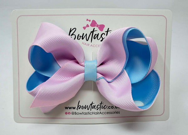 4 Inch Bow - Pearl Pink & Light Blue