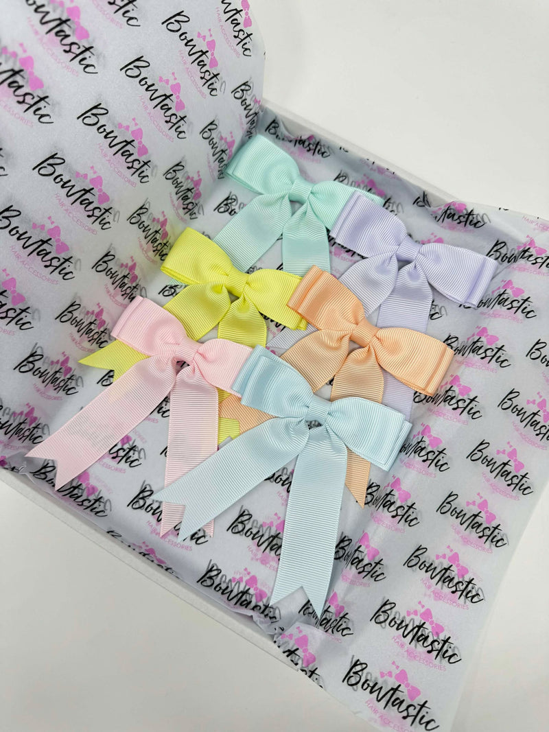 Surprise Bundle - 3.5 inch Tail Bow - 6 Pack - Pastel Colours