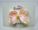3.5 Inch Double Bow - Powder Pink & Baby Maize
