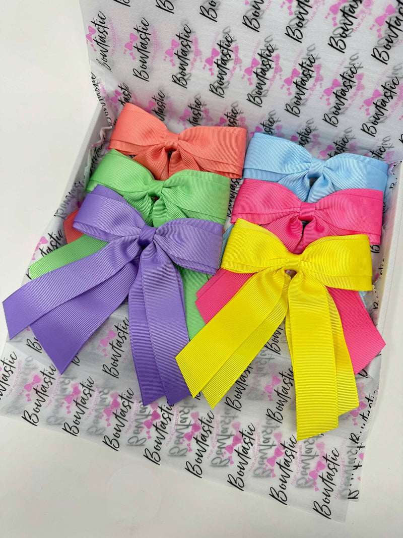 Surprise Bundle - 4.5 inch Tail Bow - 6 Pack - Bright Colours