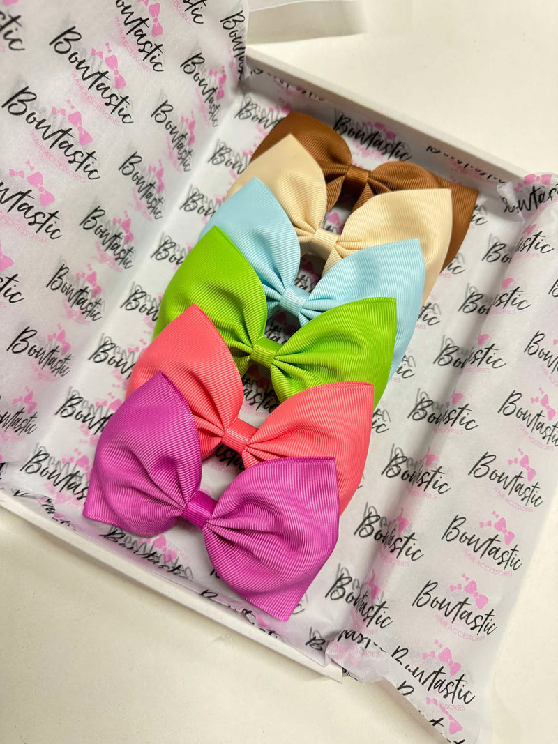 Surprise Bundle - 4 inch Tuxedo Bows - 6 Pack - Individual Colours