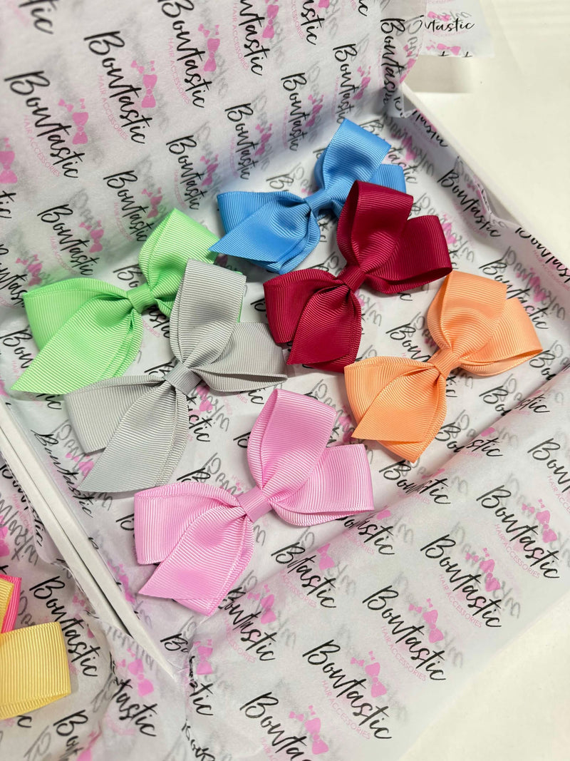 Surprise Bundle - 3.5 inch Flat Bow Style 2 - 6 Pack - Individual Colours