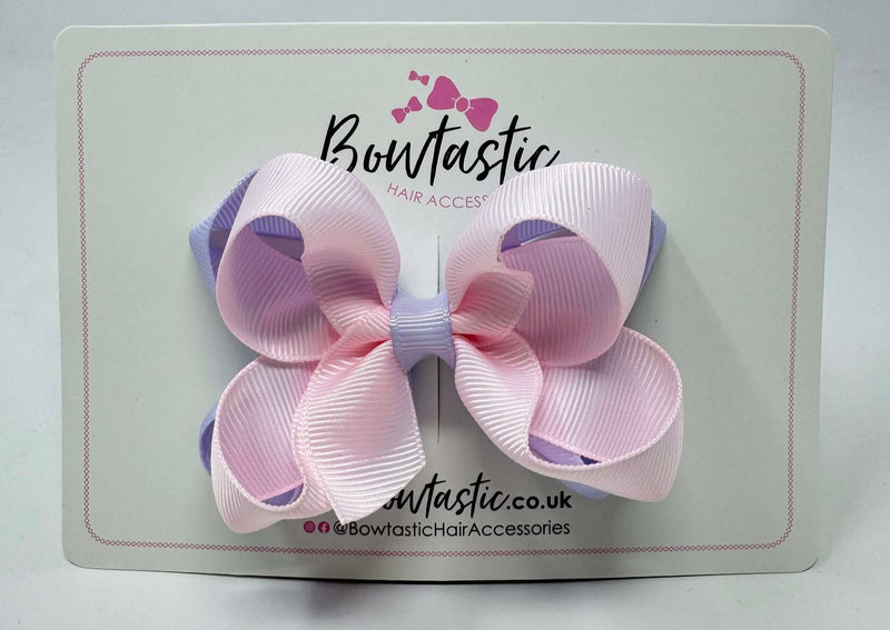 3.5 Inch Double Bow - Powder Pink & Lilac Mist