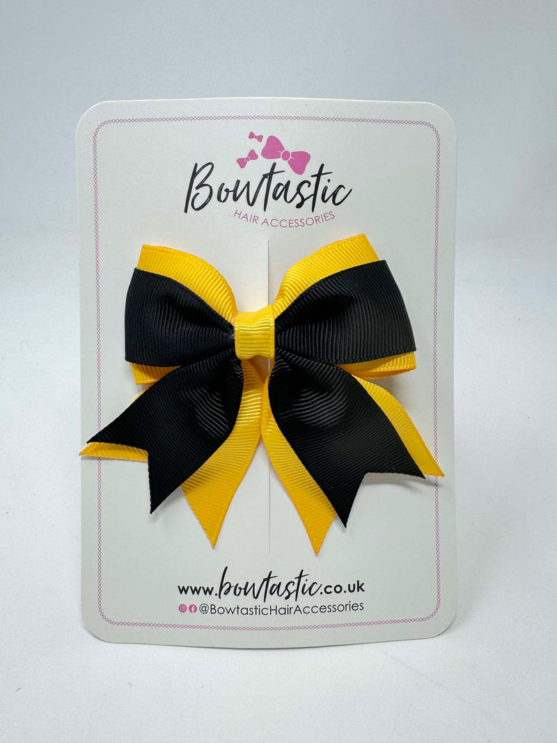 3 Inch Tail Bow - Black & Yellow Gold