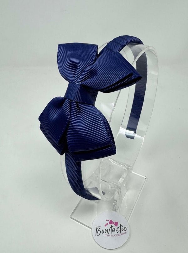 3 Inch Butterfly Bow Alice Band - Ink Blue