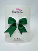 3 Inch Tail Bow - Forest Green & White