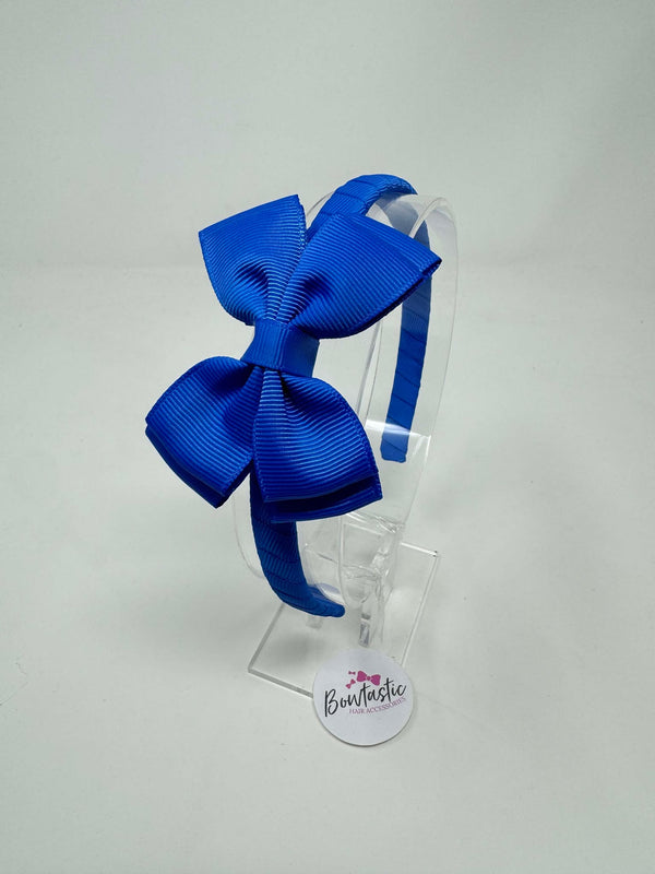 3 Inch Butterfly Bow Alice Band - Electric Blue